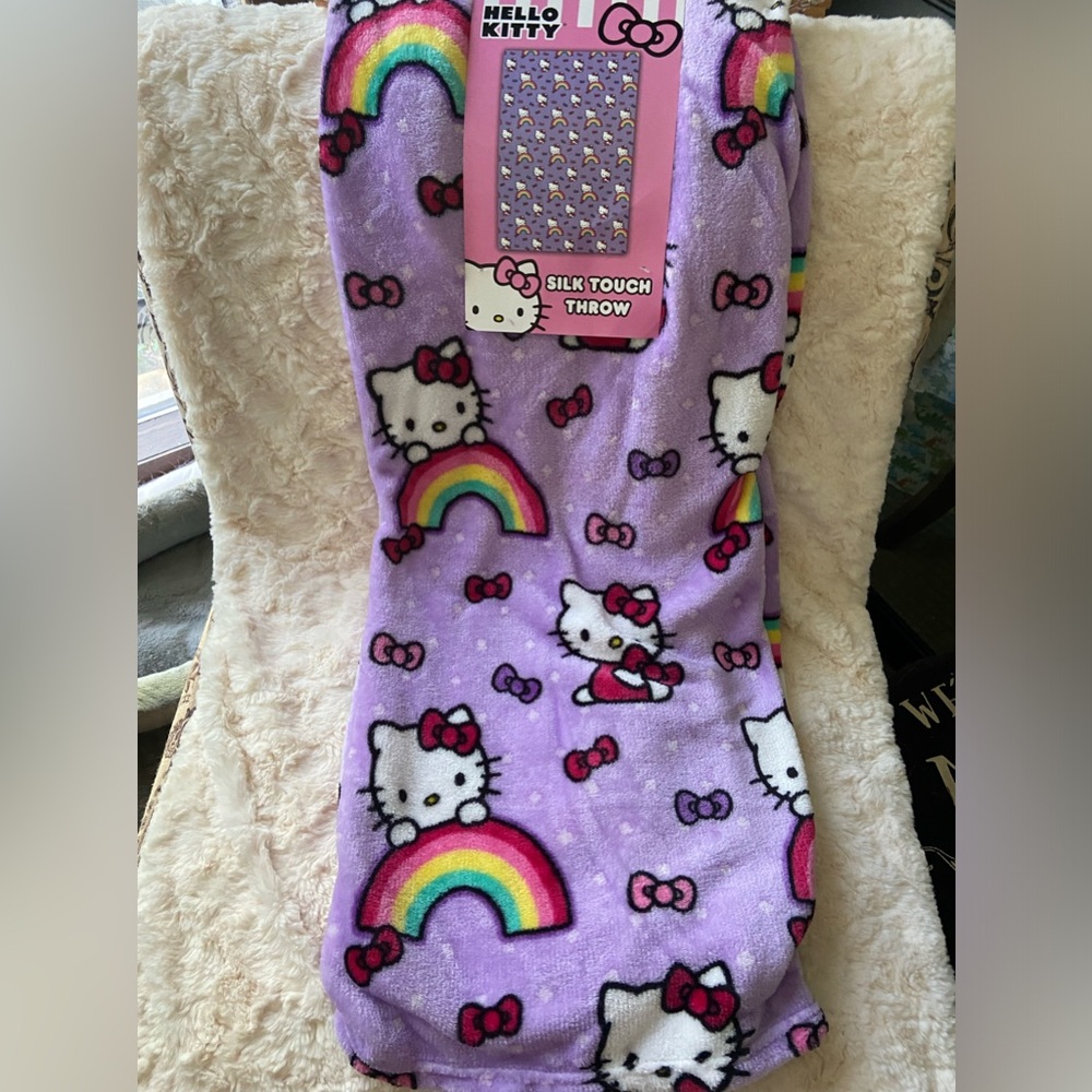 Purple Rainbow Hello Kitty Silk Touch Blanket Throw